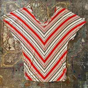 Old Navy stretchy flutter sleeve top, chevron stripe